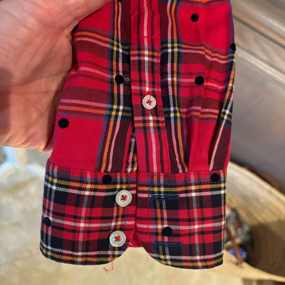 Talbots Classic Button Front Red Plaid Shirt - Sz M - Picture 5 of 8